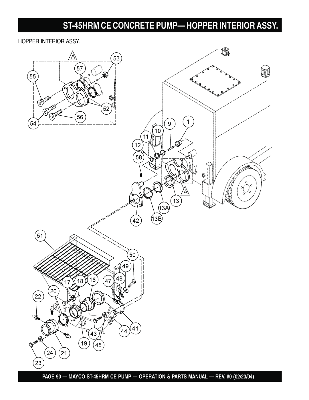 Multiquip ST-45HRM CE manual ST-45HRMCE CONCRETE PUMP— HOPPER INTERIOR ASSY, Hopper Interior Assy 