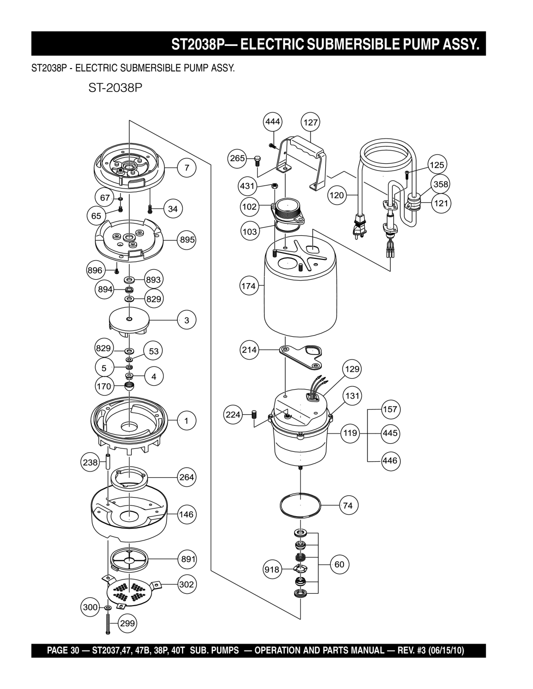 Multiquip ST204B, ST2037, ST2047, ST204OT manual ST2038P- Electric Submersible Pump Assy 