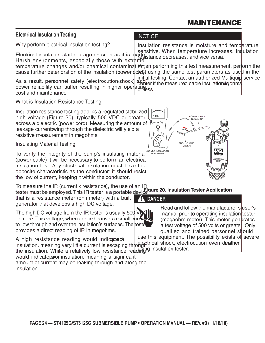 Multiquip ST6125G, ST4125G operation manual Electrical Insulation Testing, Why perform electrical insulation testing? 