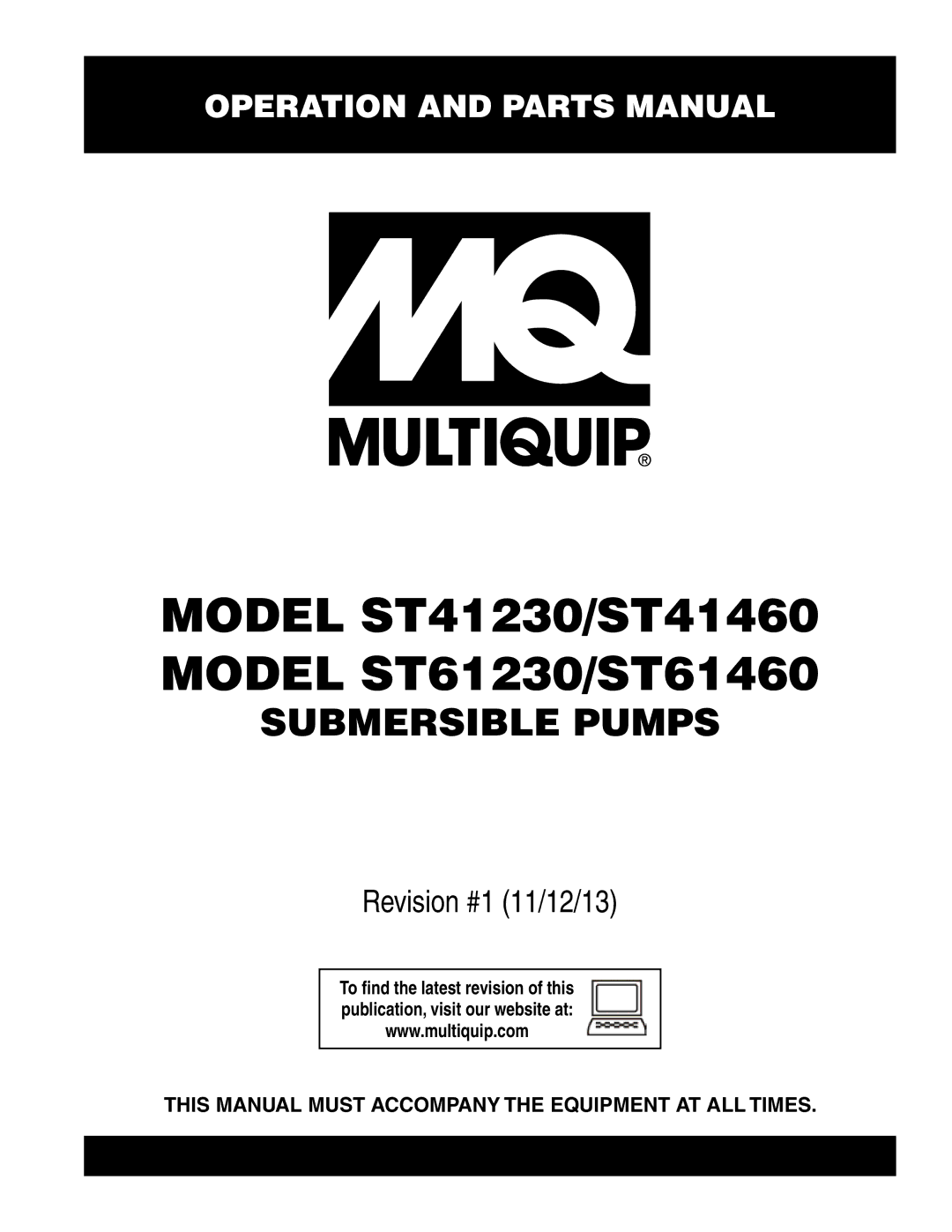 Multiquip ST41460, ST61460, ST61230, ST41230 manual Model st41230/st41460 Model st61230/st61460 