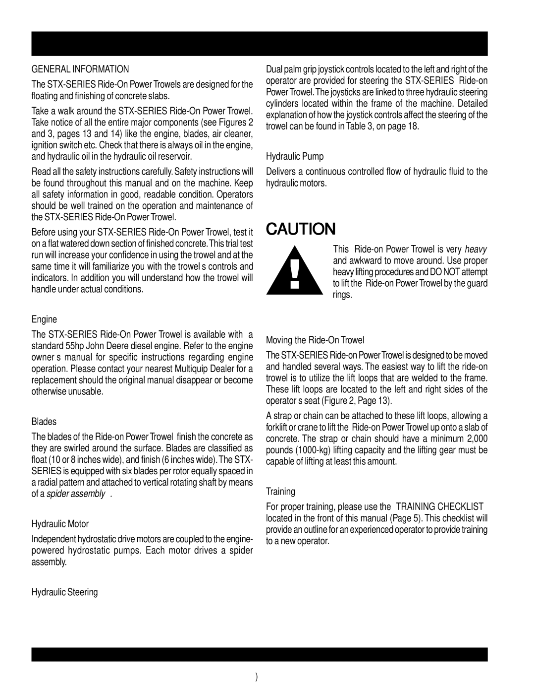 Multiquip STX55J6 operation manual STX-SERIES General Information 