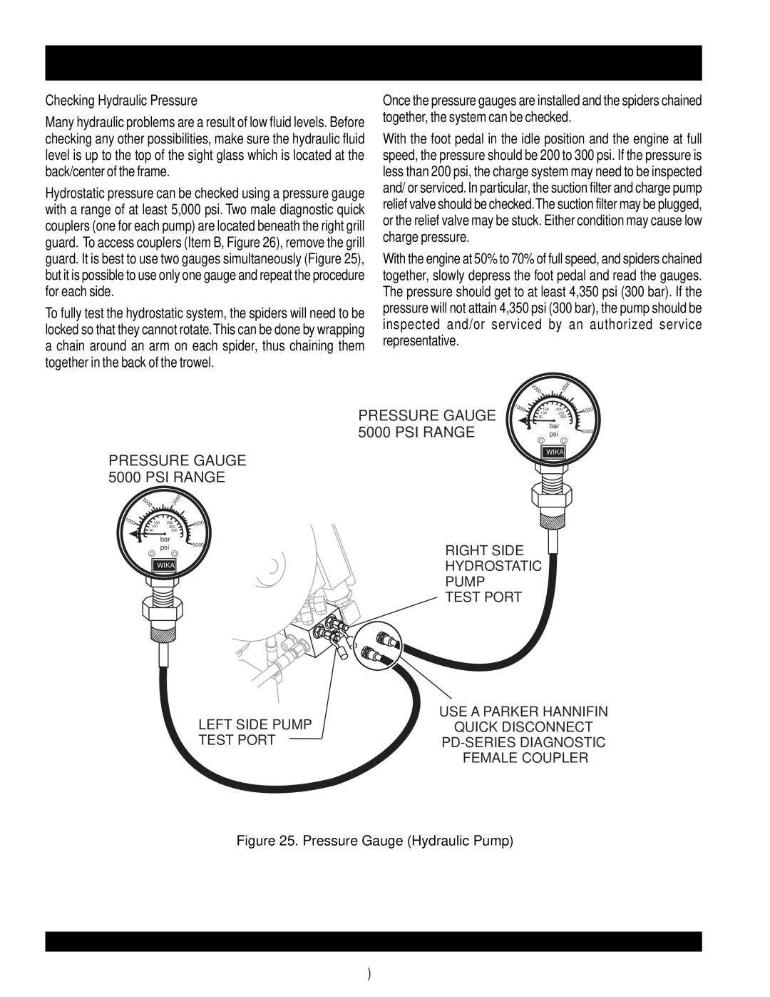 Multiquip STX55J6 operation manual Checking Hydraulic Pressure, Pressure Gauge Hydraulic Pump 