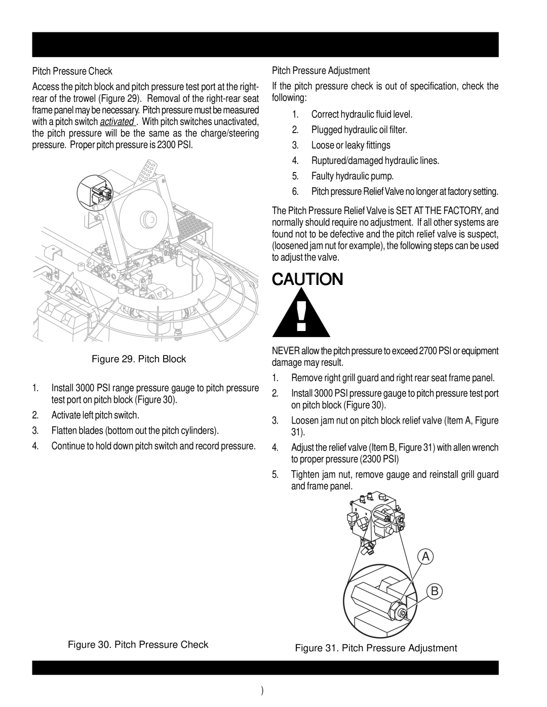 Multiquip STX55J6 operation manual Pitch Pressure Check, Pitch Pressure Adjustment 