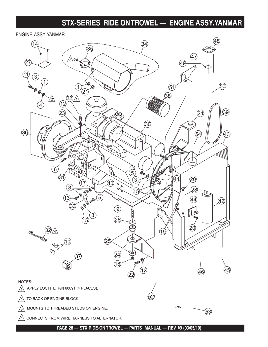 Multiquip STX55Y6, STX55J6 manual STX-SERIES Ride Ontrowel Engine ASSY.YANMAR, Engine ASSY. Yanmar 