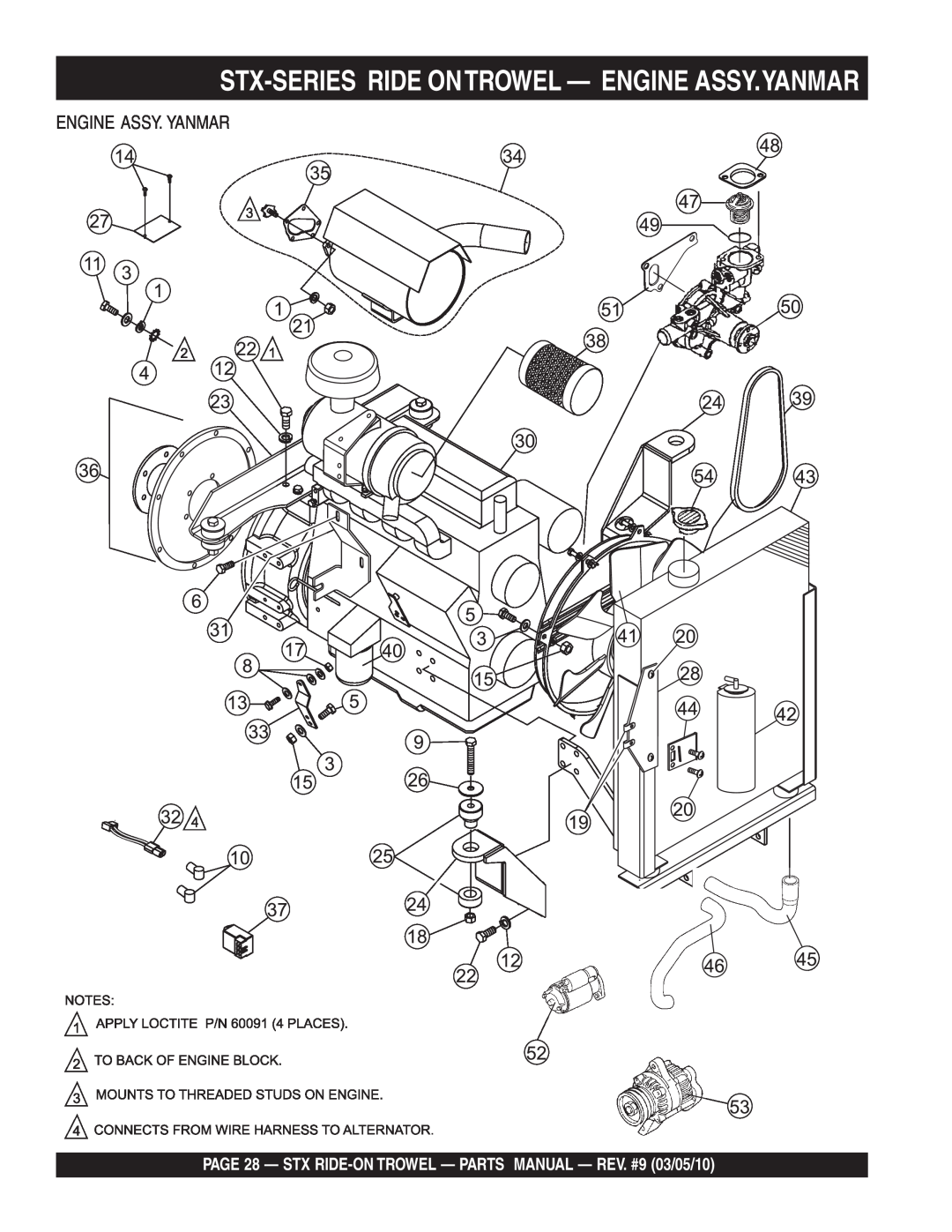 Multiquip STX55Y6, STX55J6 manual Stx-Series Ride Ontrowel - Engine Assy.Yanmar, Engine Assy. Yanmar 