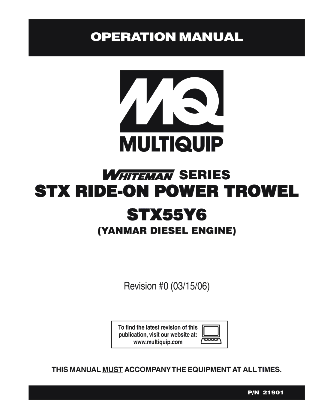 Multiquip operation manual STX RIDE-ON Power Trowel STX55Y6 