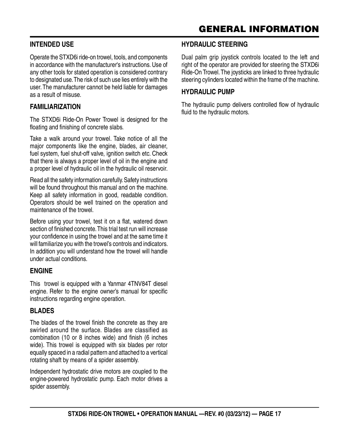 Multiquip STXD6i operation manual General information 