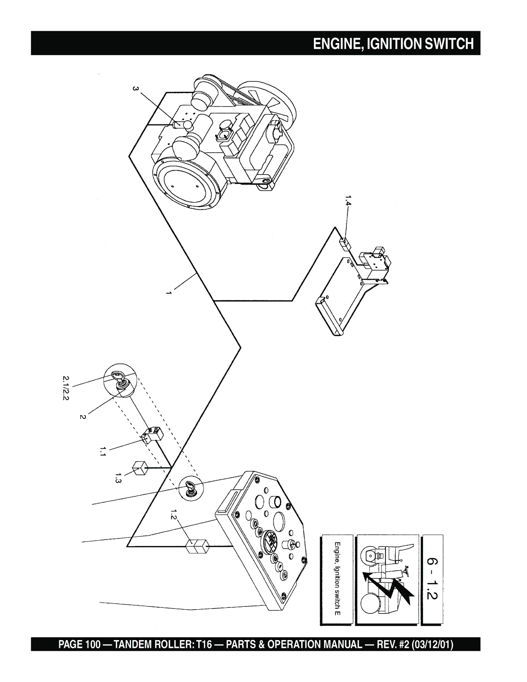 Multiquip T16 operation manual ENGINE, Ignition Switch 