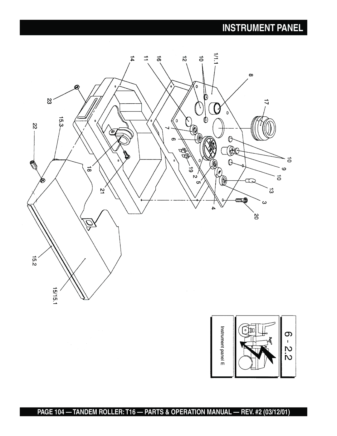 Multiquip T16 operation manual Instrument Panel 