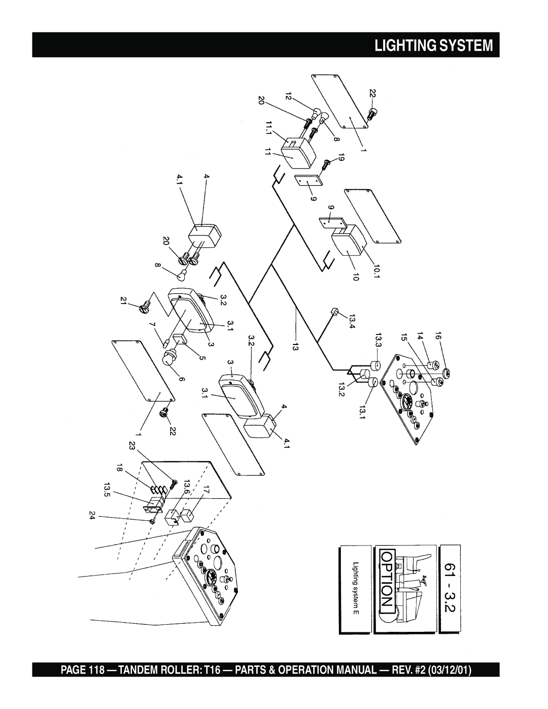 Multiquip T16 operation manual Lighting System 