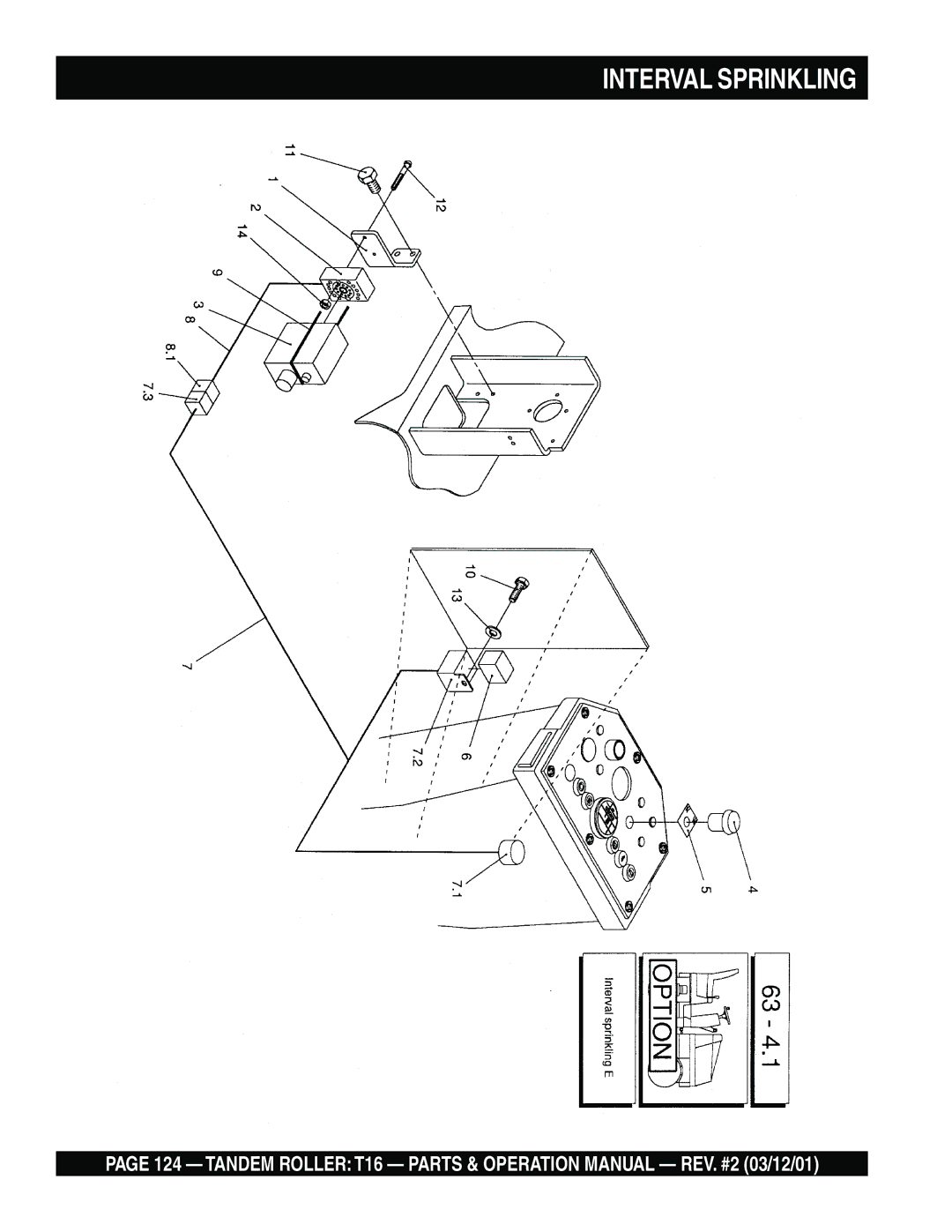 Multiquip T16 operation manual Interval Sprinkling 