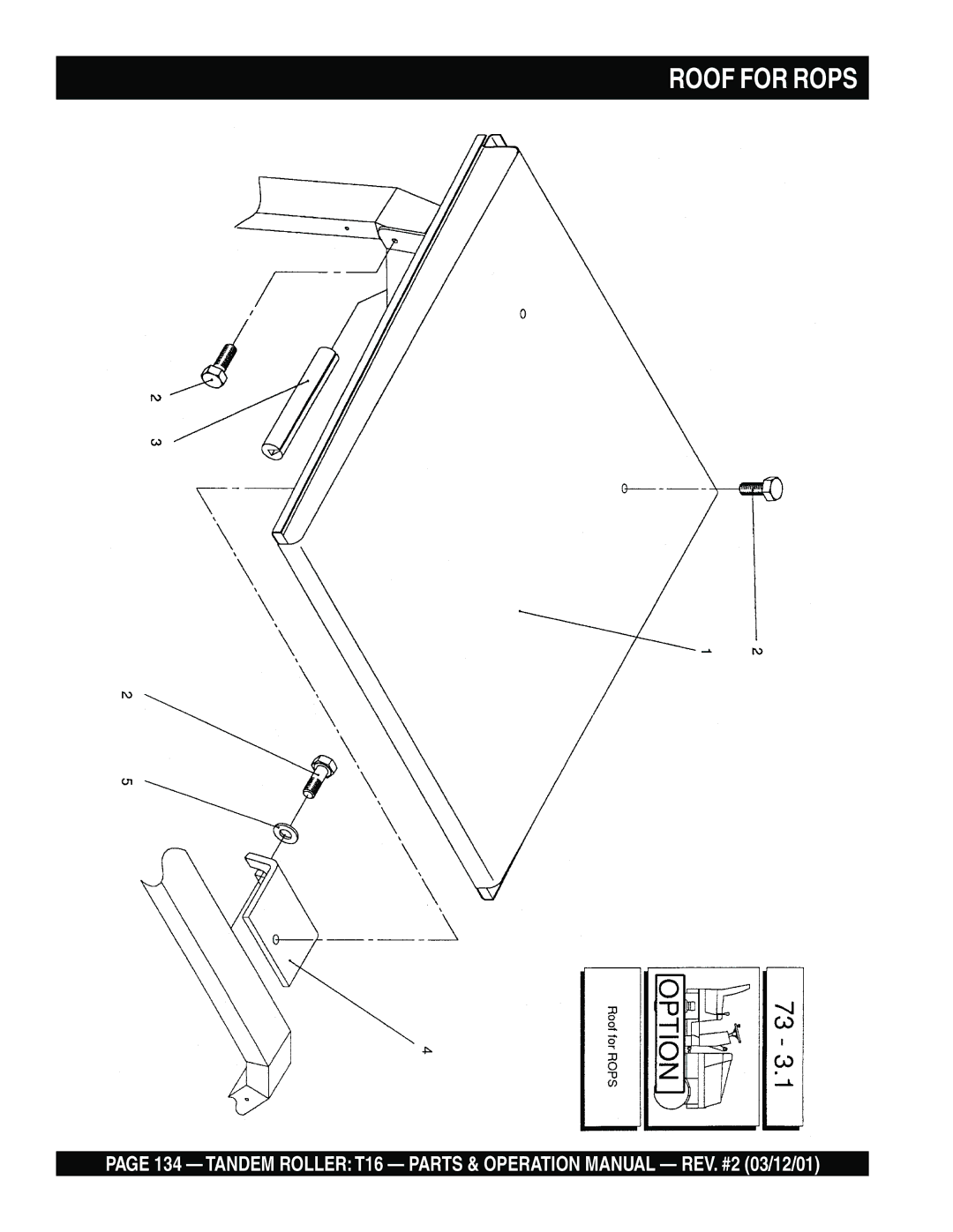 Multiquip T16 operation manual Roof for Rops 