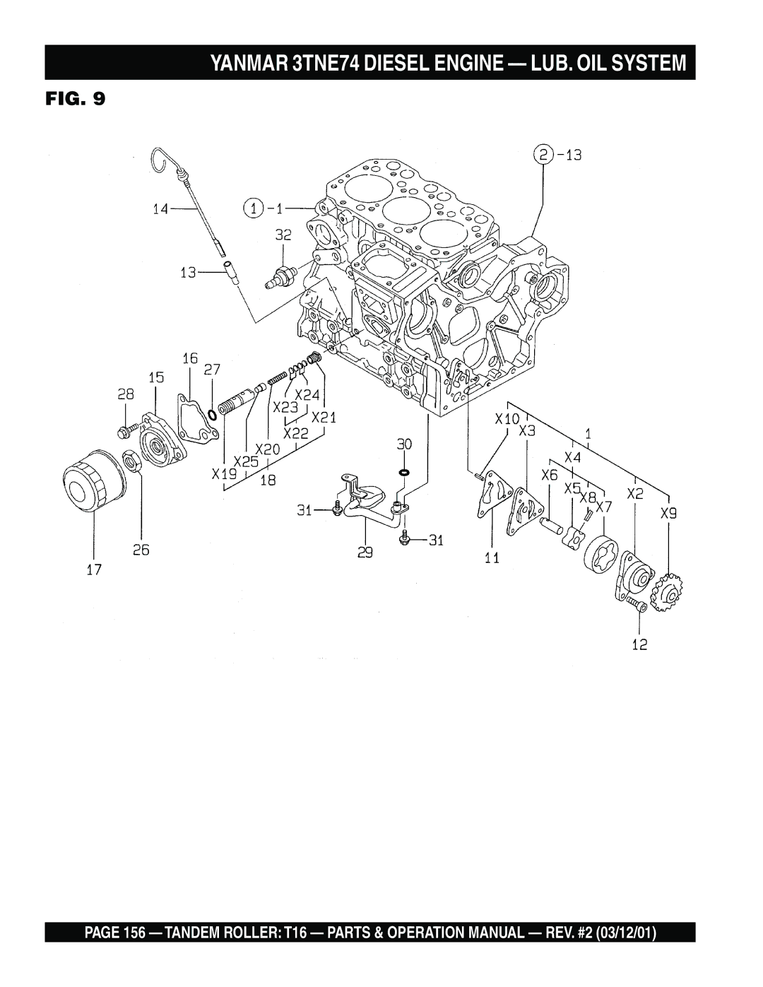 Multiquip T16 operation manual Yanmar 3TNE74 Diesel Engine LUB. OIL System 