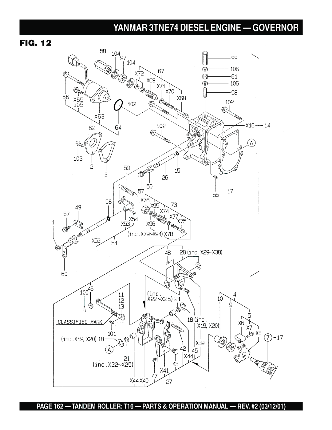 Multiquip T16 operation manual Yanmar 3TNE74 Diesel Engine Governor 