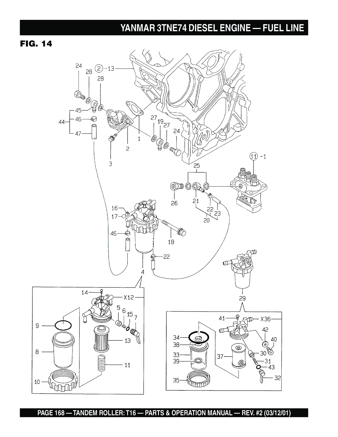 Multiquip T16 operation manual Yanmar 3TNE74 Diesel Engine Fuel Line 