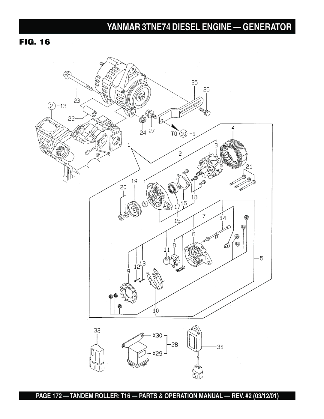 Multiquip T16 operation manual Yanmar 3TNE74 Diesel Engine Generator 