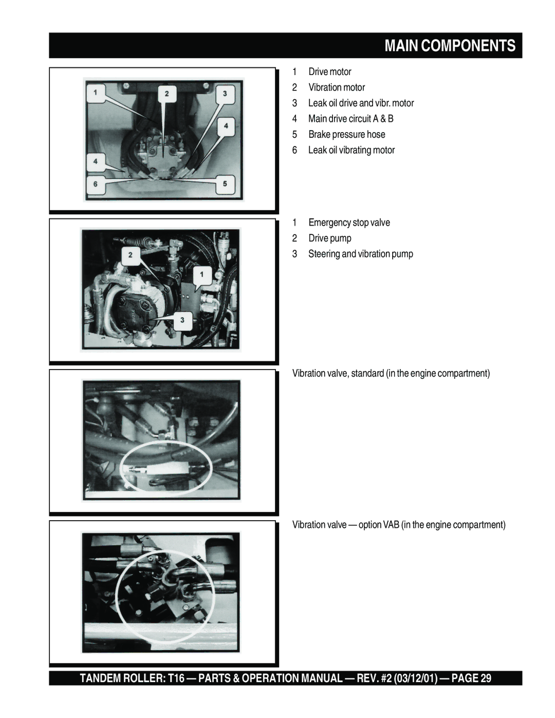 Multiquip T16 operation manual Main Components 