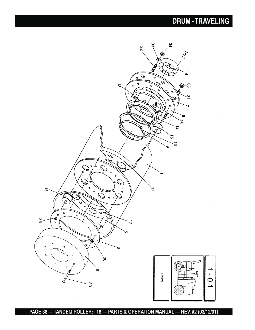 Multiquip T16 operation manual Drum Traveling 