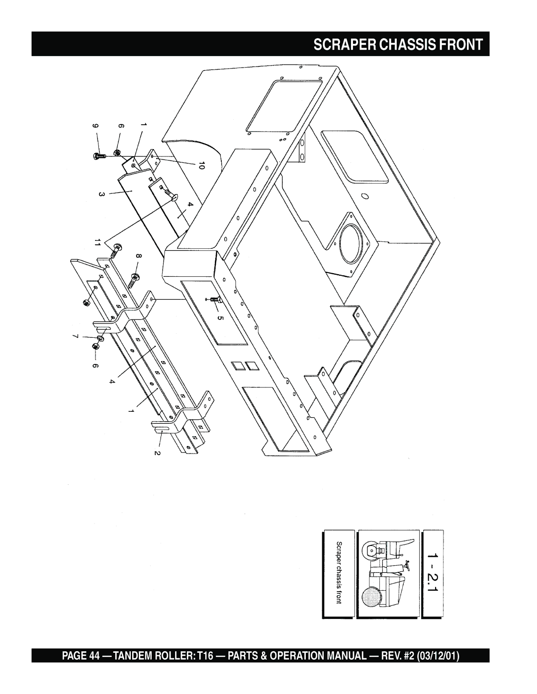 Multiquip T16 operation manual Scraper Chassis Front 