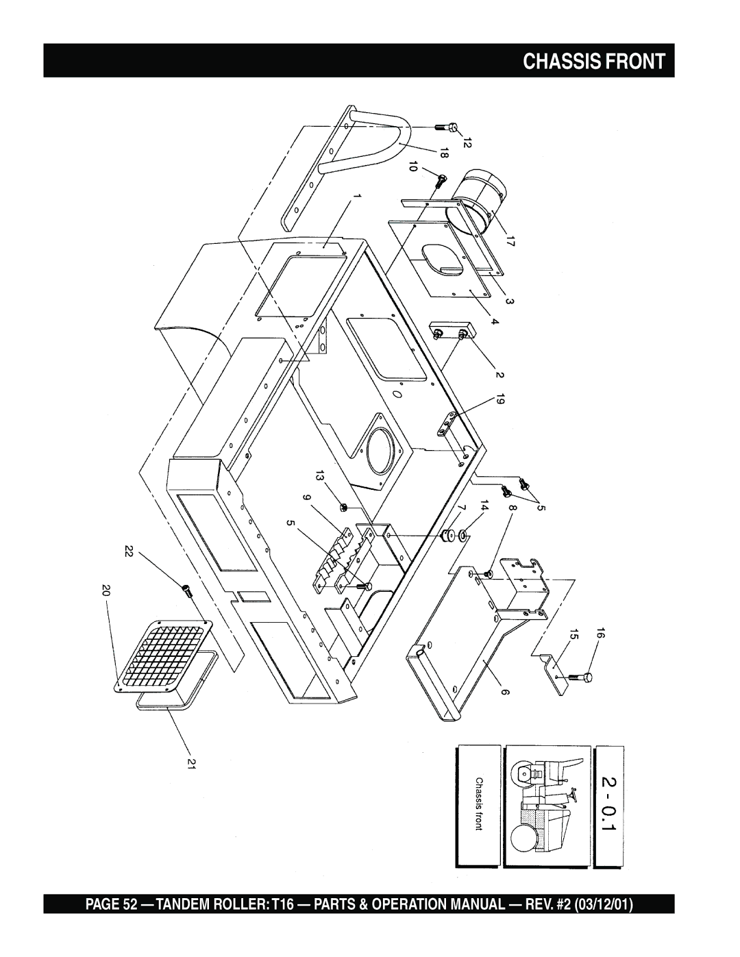 Multiquip T16 operation manual Chassis Front 