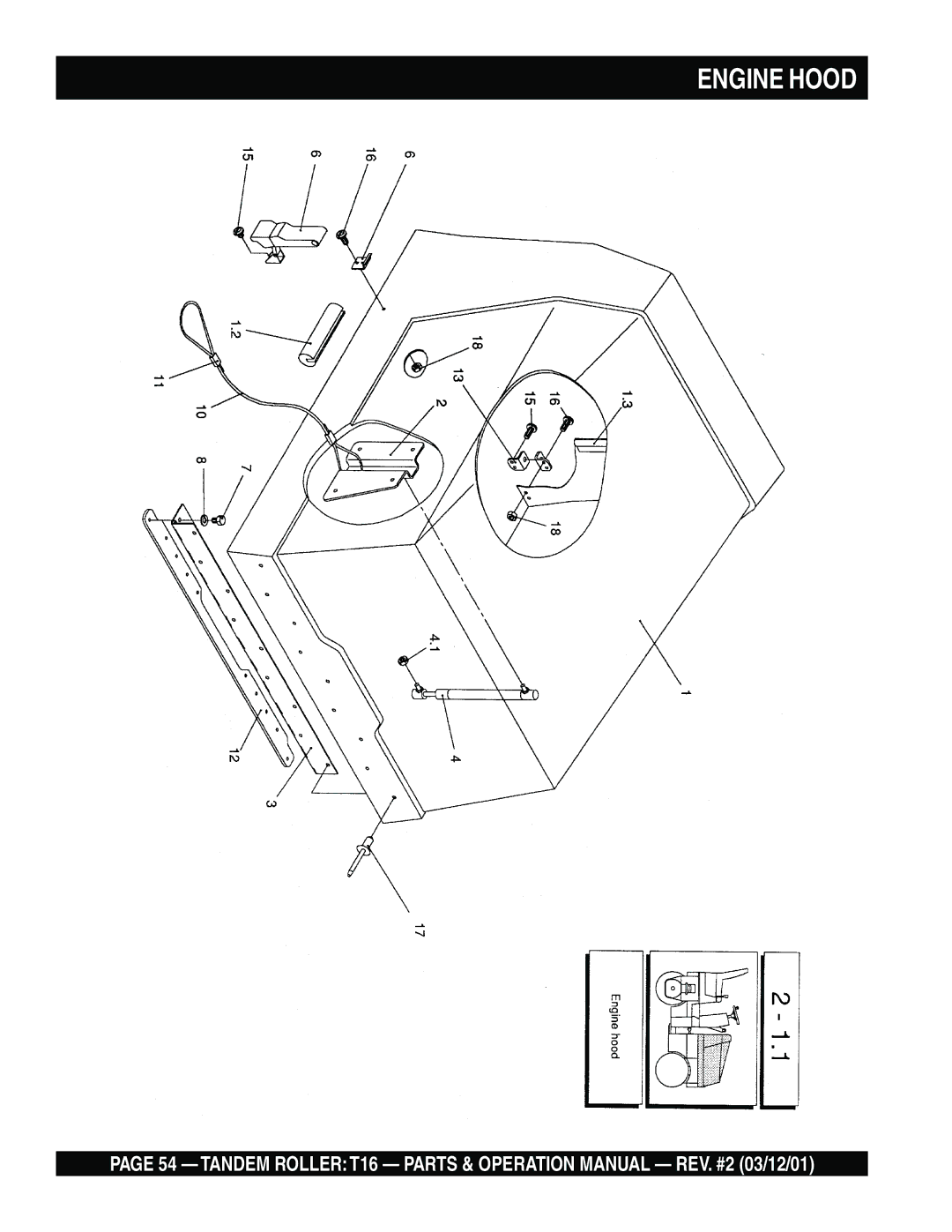 Multiquip T16 operation manual Engine Hood 