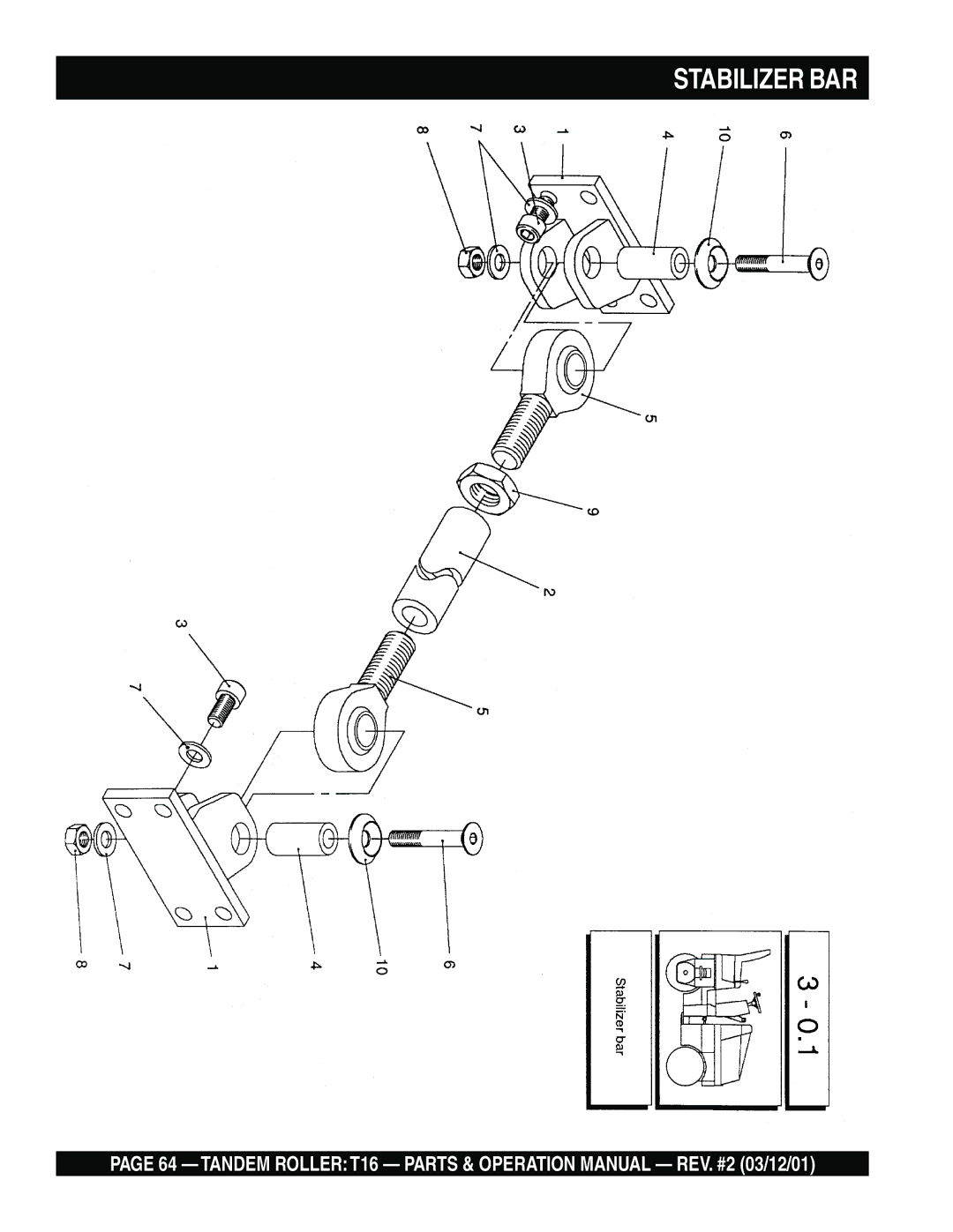 Multiquip T16 operation manual Stabilizer BAR 