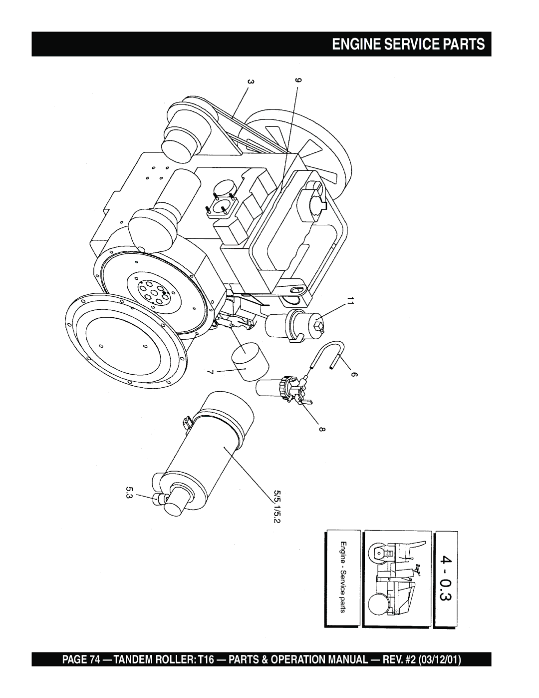 Multiquip T16 operation manual Engine Service Parts 