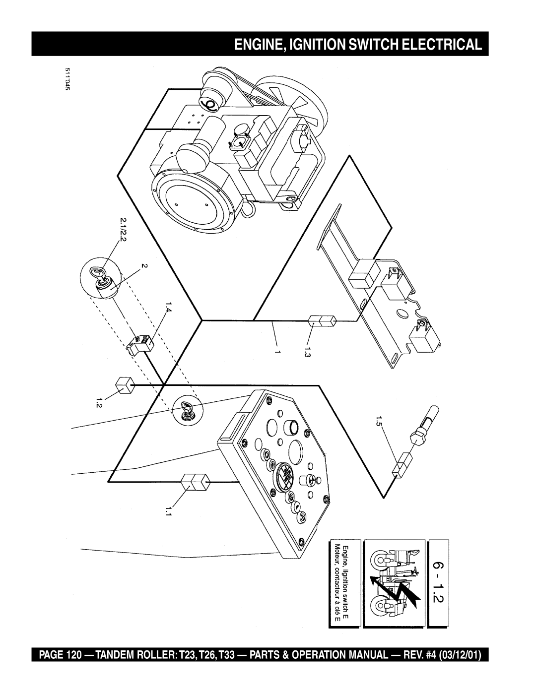 Multiquip T23 operation manual ENGINE, Ignition Switch Electrical 