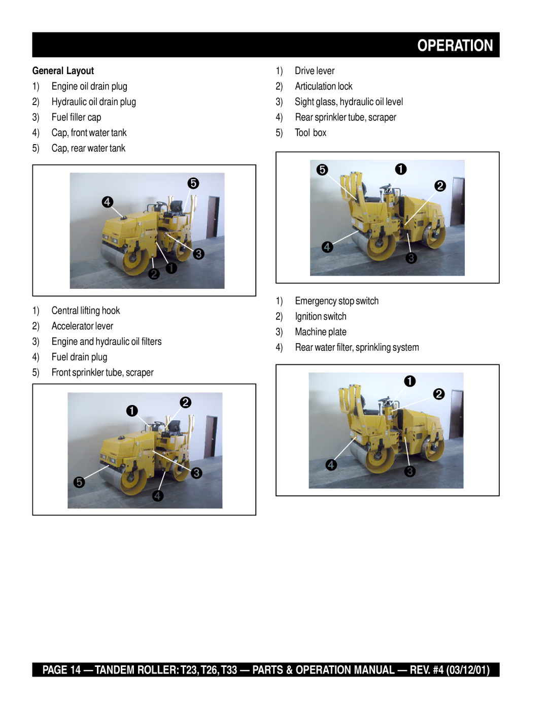 Multiquip T23 operation manual Operation, General Layout 