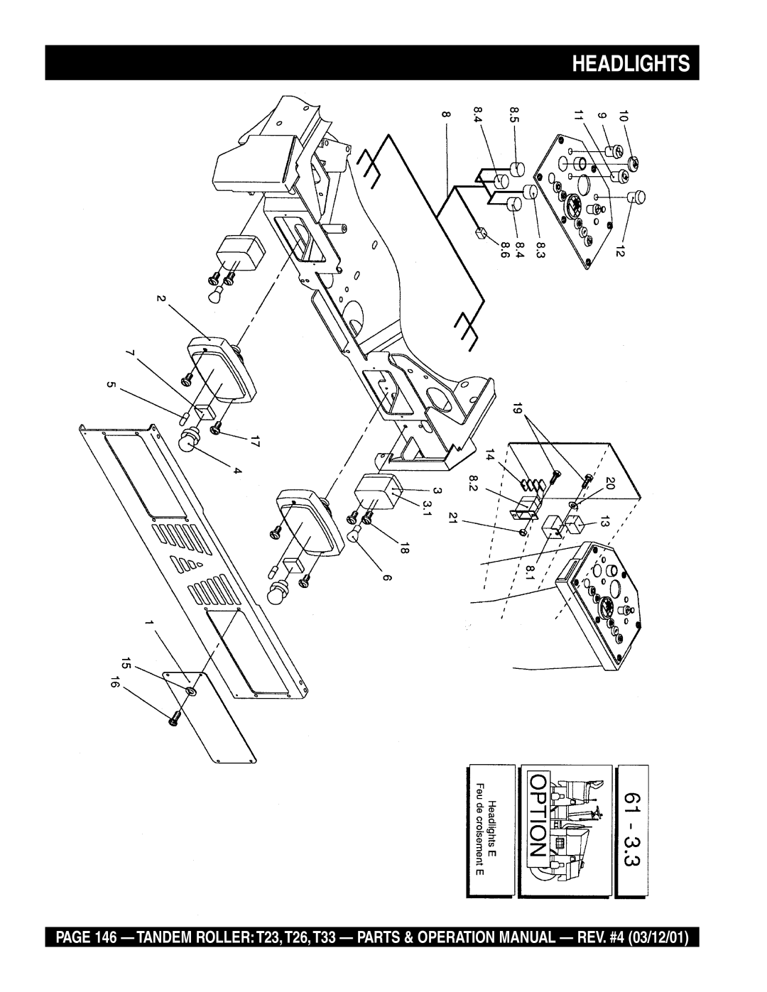 Multiquip T23 operation manual Headlights 