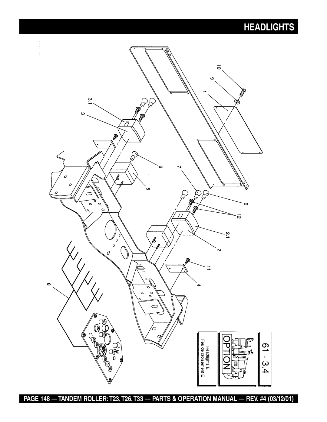 Multiquip T23 operation manual Headlights 