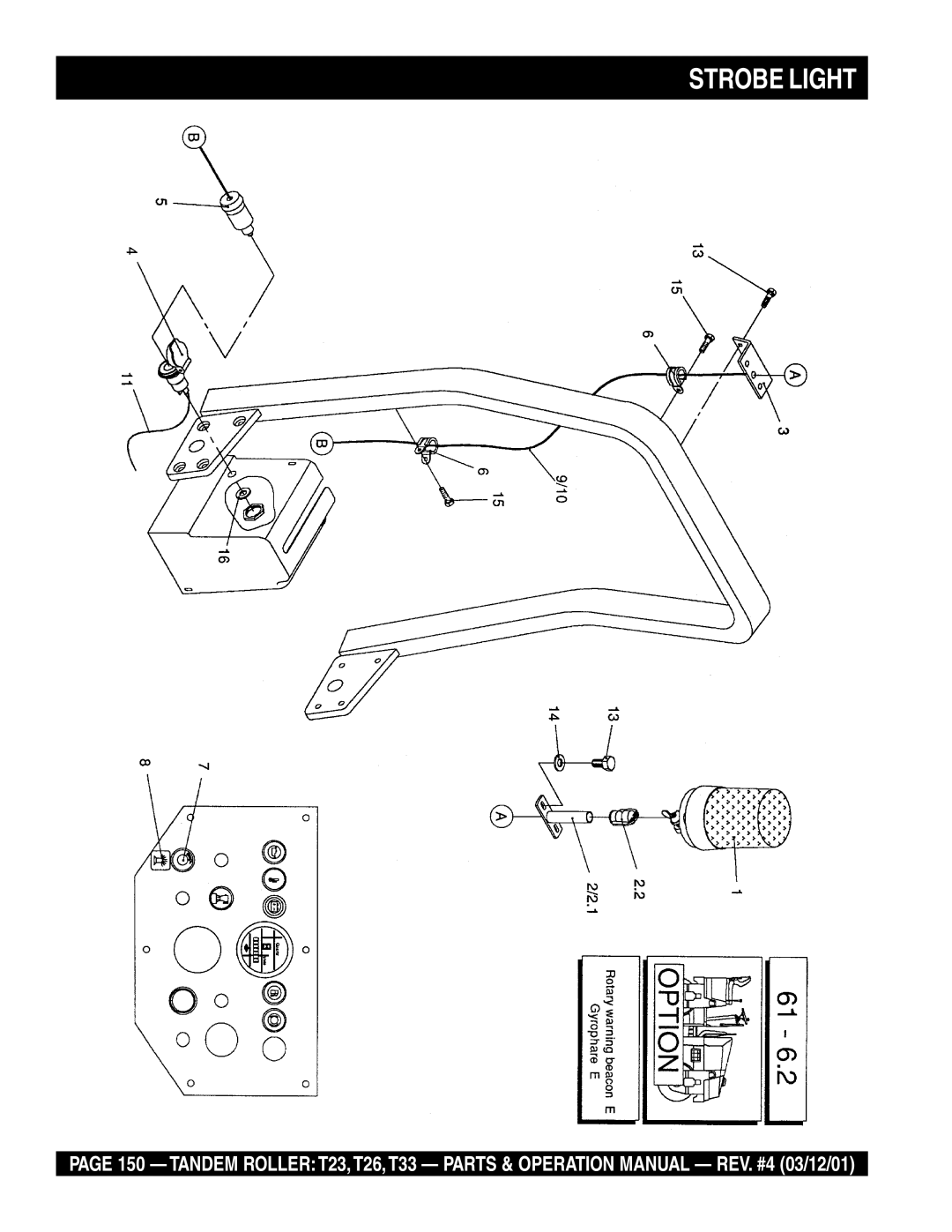 Multiquip T23 operation manual Strobe Light 