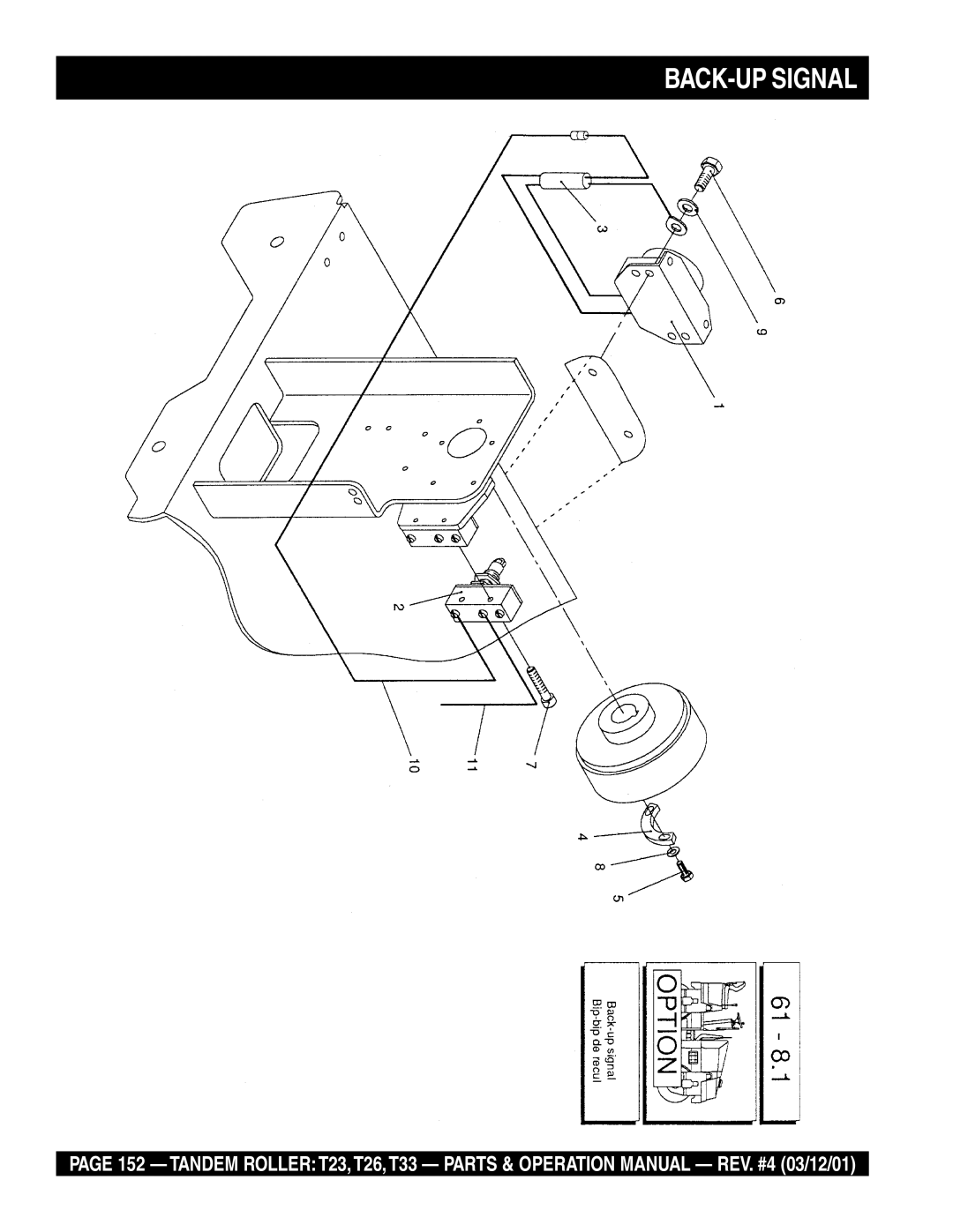 Multiquip T23 operation manual BACK-UP Signal 