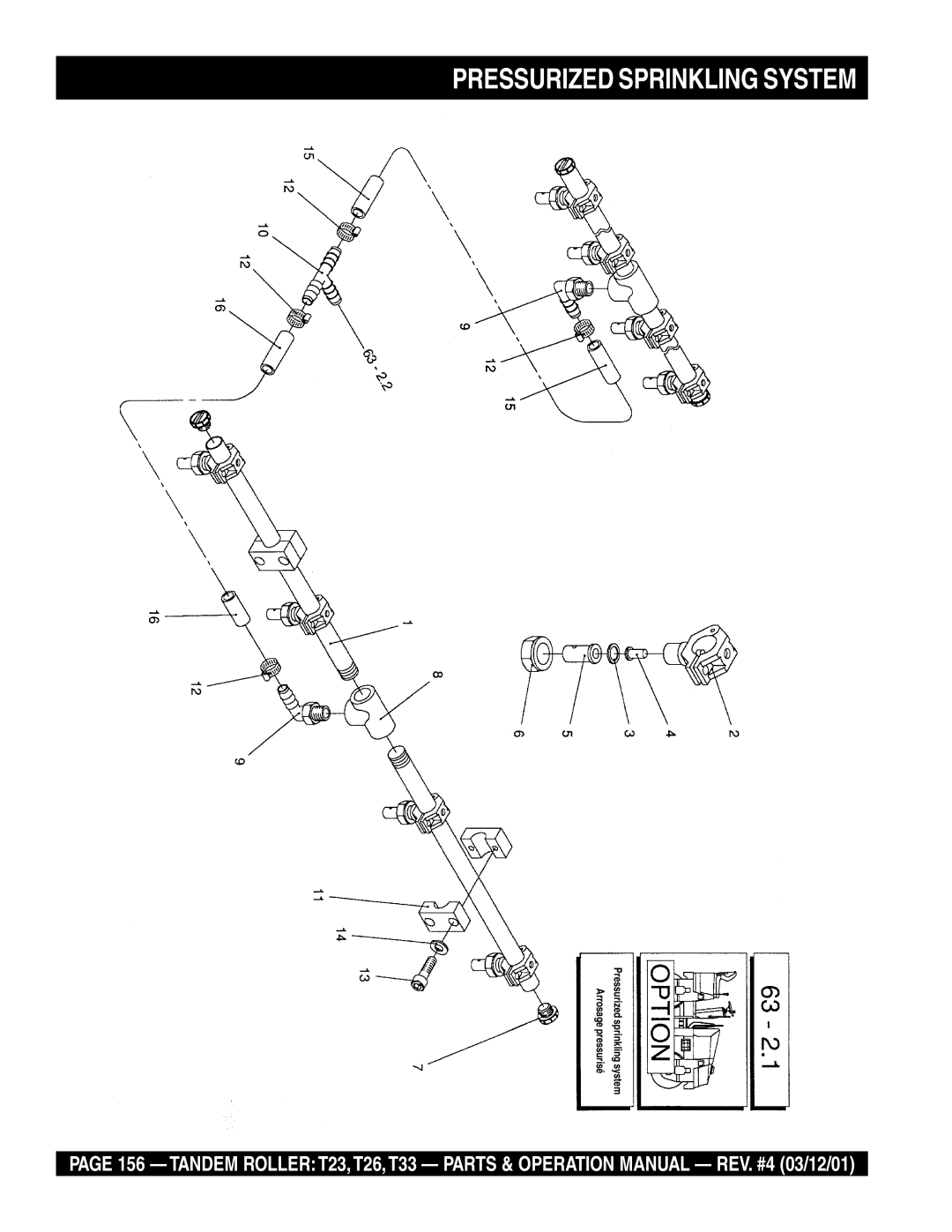 Multiquip T23 operation manual Pressurized Sprinkling System 