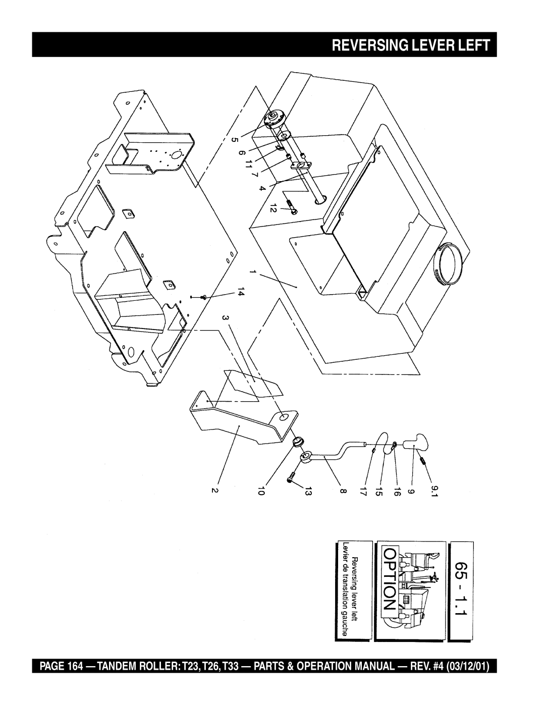 Multiquip T23 operation manual Reversing Lever Left 