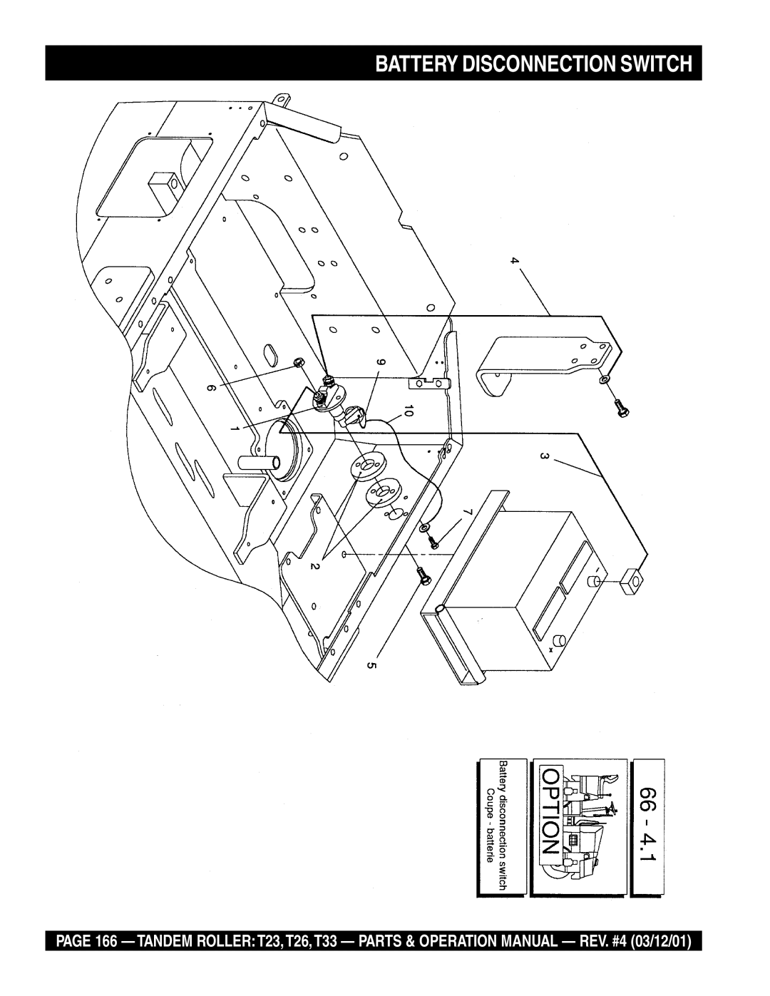 Multiquip T23 operation manual Battery Disconnection Switch 