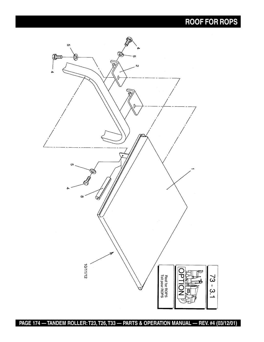 Multiquip T23 operation manual Roof for Rops 