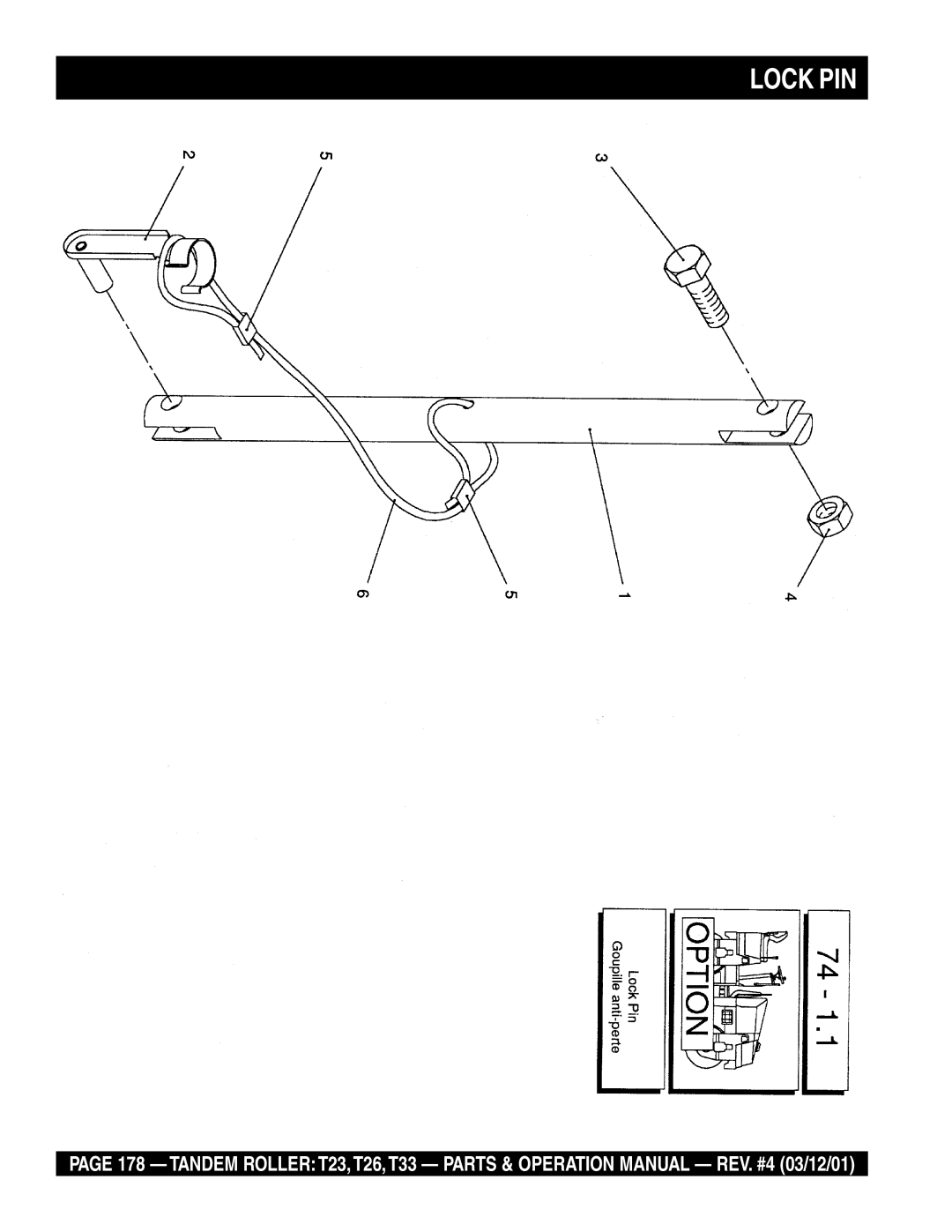 Multiquip T23 operation manual Lock PIN 