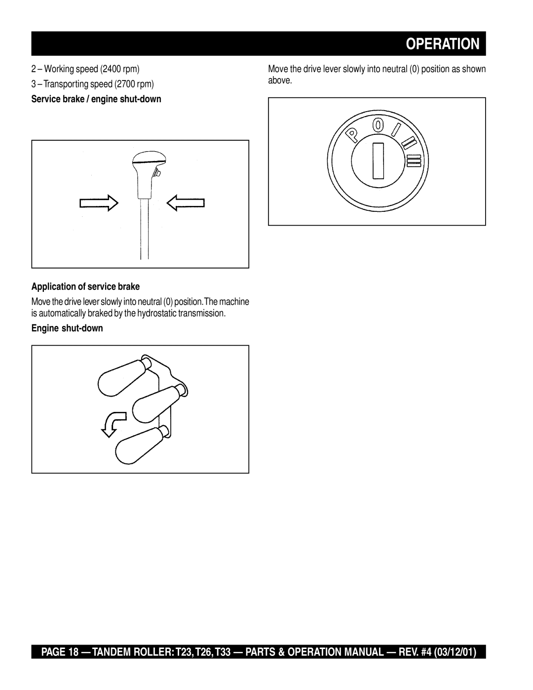 Multiquip T23 operation manual Engine shut-down 