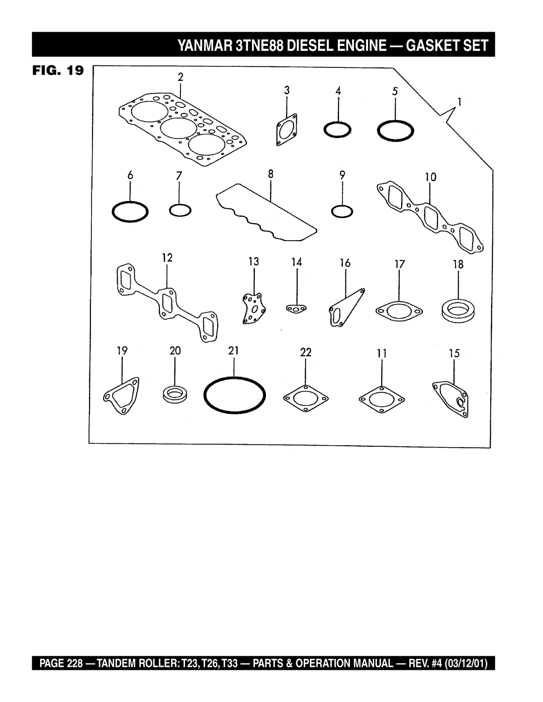 Multiquip T23 operation manual Yanmar 3TNE88 Diesel Engine Gasket SET 