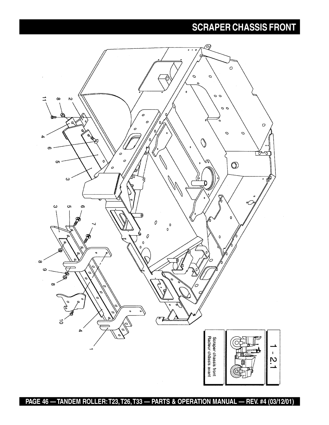 Multiquip T23 operation manual Scraper Chassis Front 