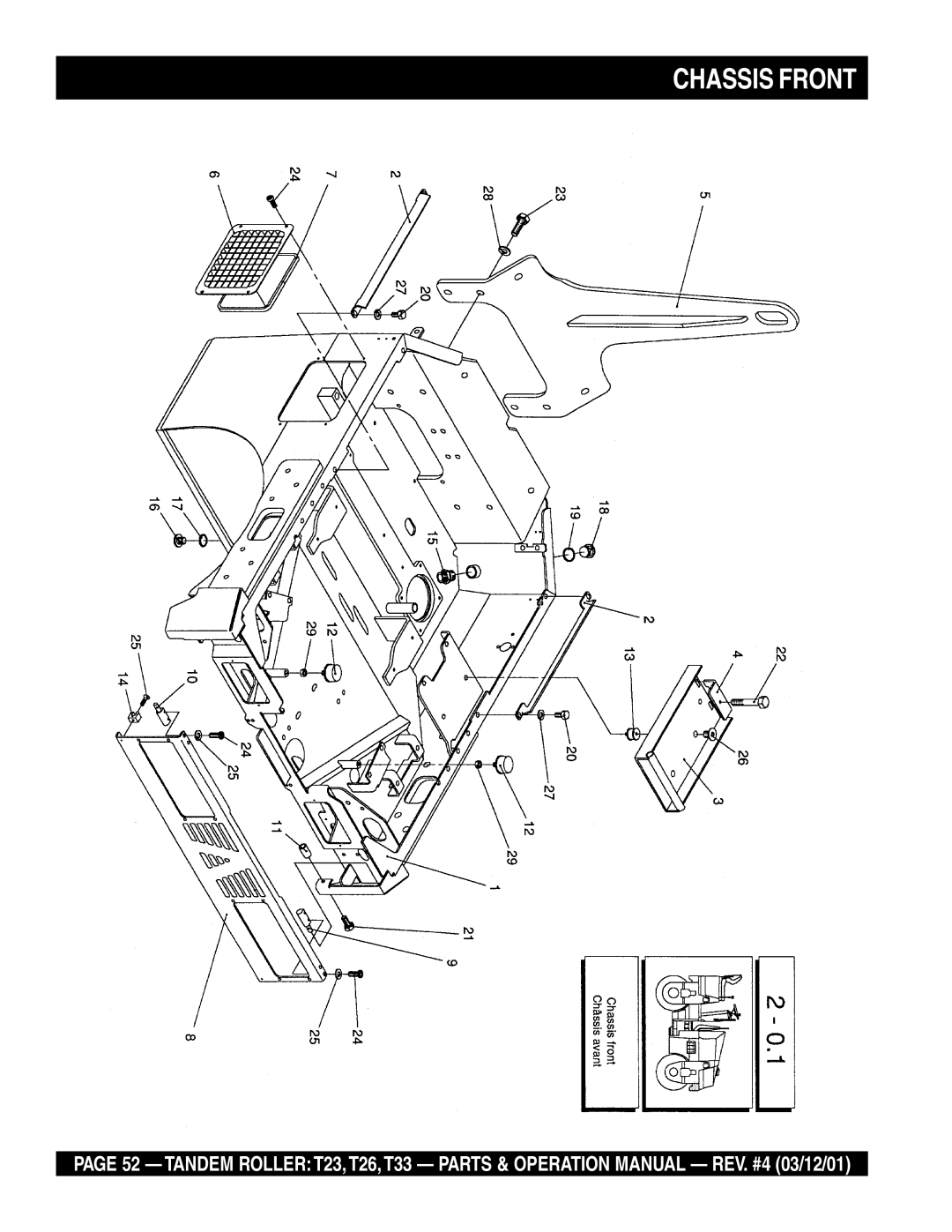 Multiquip T23 operation manual Chassis Front 