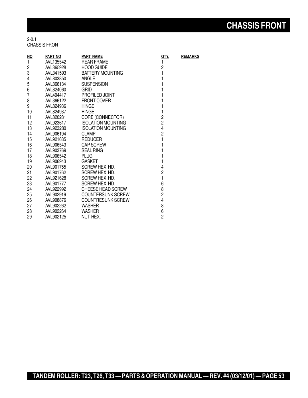 Multiquip T23 Chassis Front, Rear Frame, Hood Guide, Battery Mounting, Angle, Suspension, Grid, Profiled Joint, Hinge 