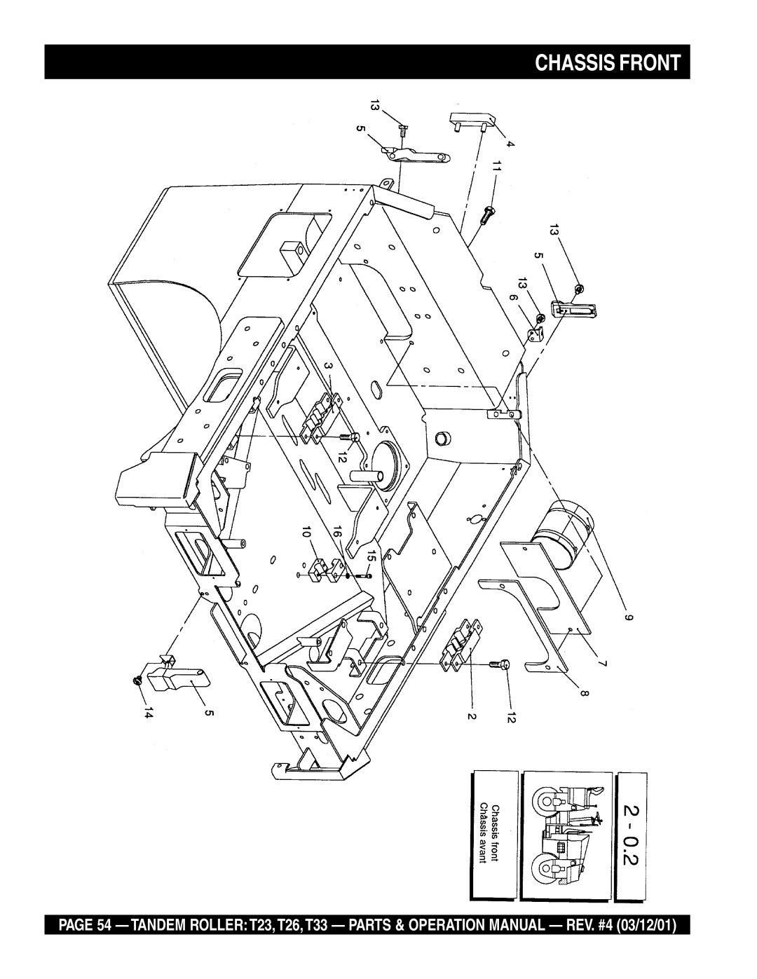 Multiquip T23 operation manual Chassis Front 