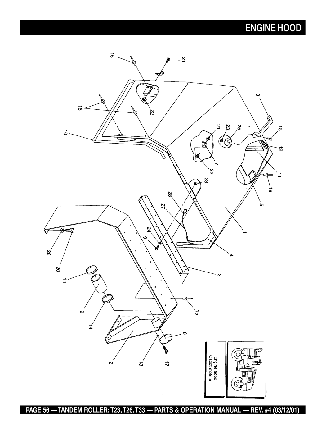 Multiquip T23 operation manual Engine Hood 