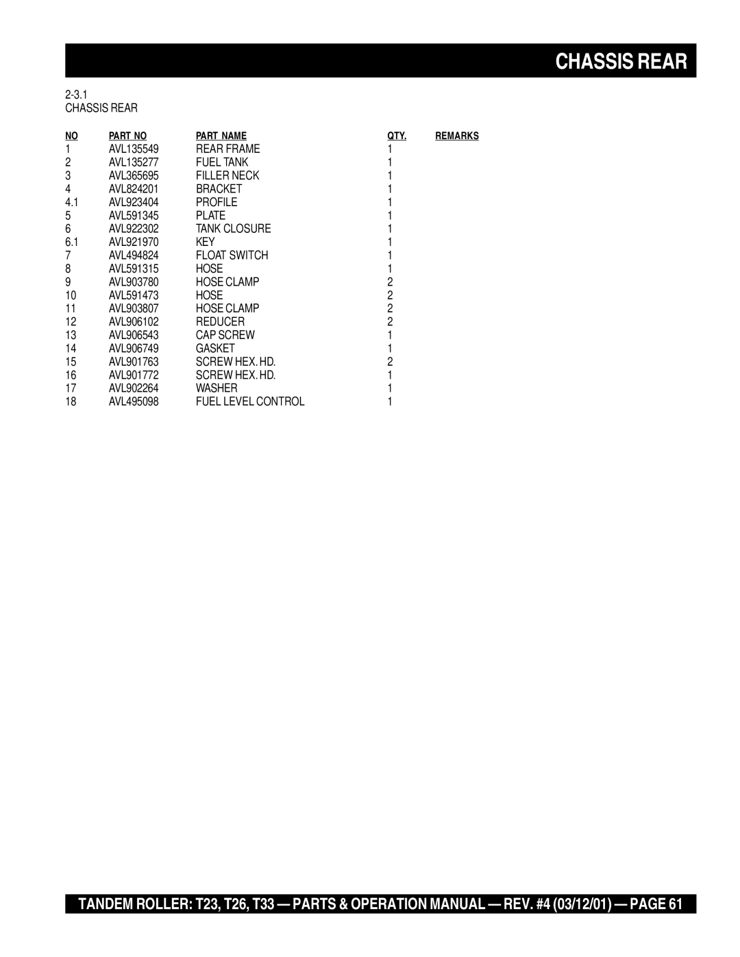 Multiquip T23 Chassis Rear, Fuel Tank, Filler Neck, Profile, Tank Closure, Float Switch, Fuel Level Control 