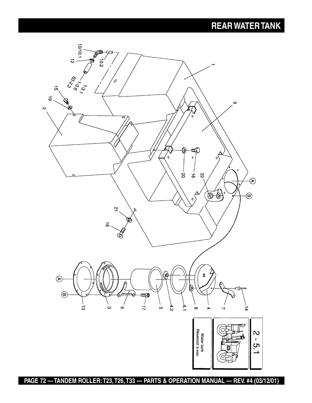 Multiquip T23 operation manual Rear Watertank 