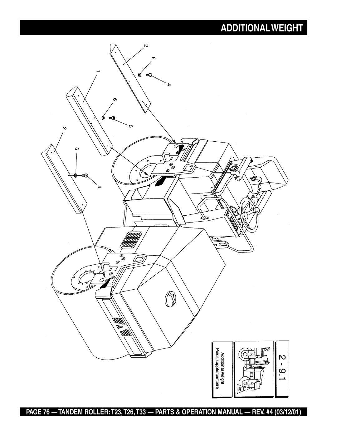 Multiquip T23 operation manual Additionalweight 