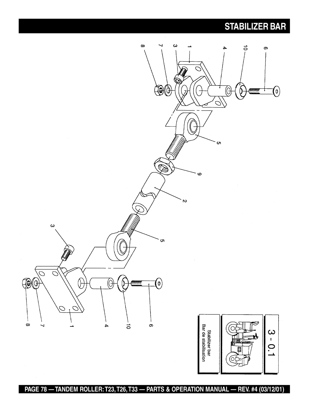 Multiquip T23 operation manual Stabilizer BAR 