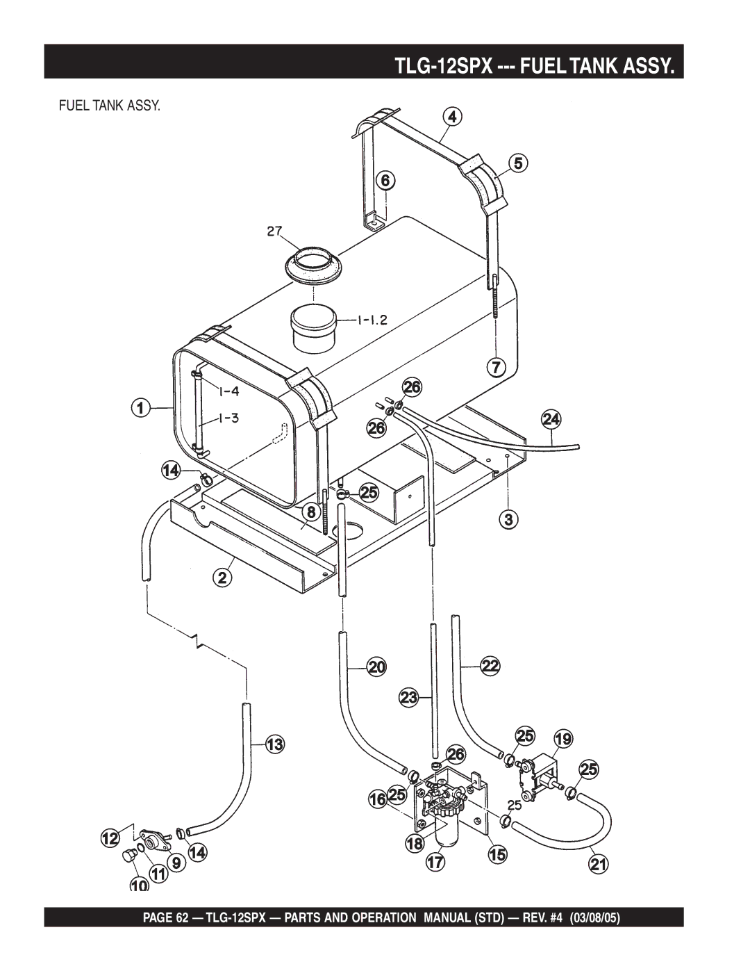 Multiquip operation manual TLG-12SPX --- Fuel Tank Assy 